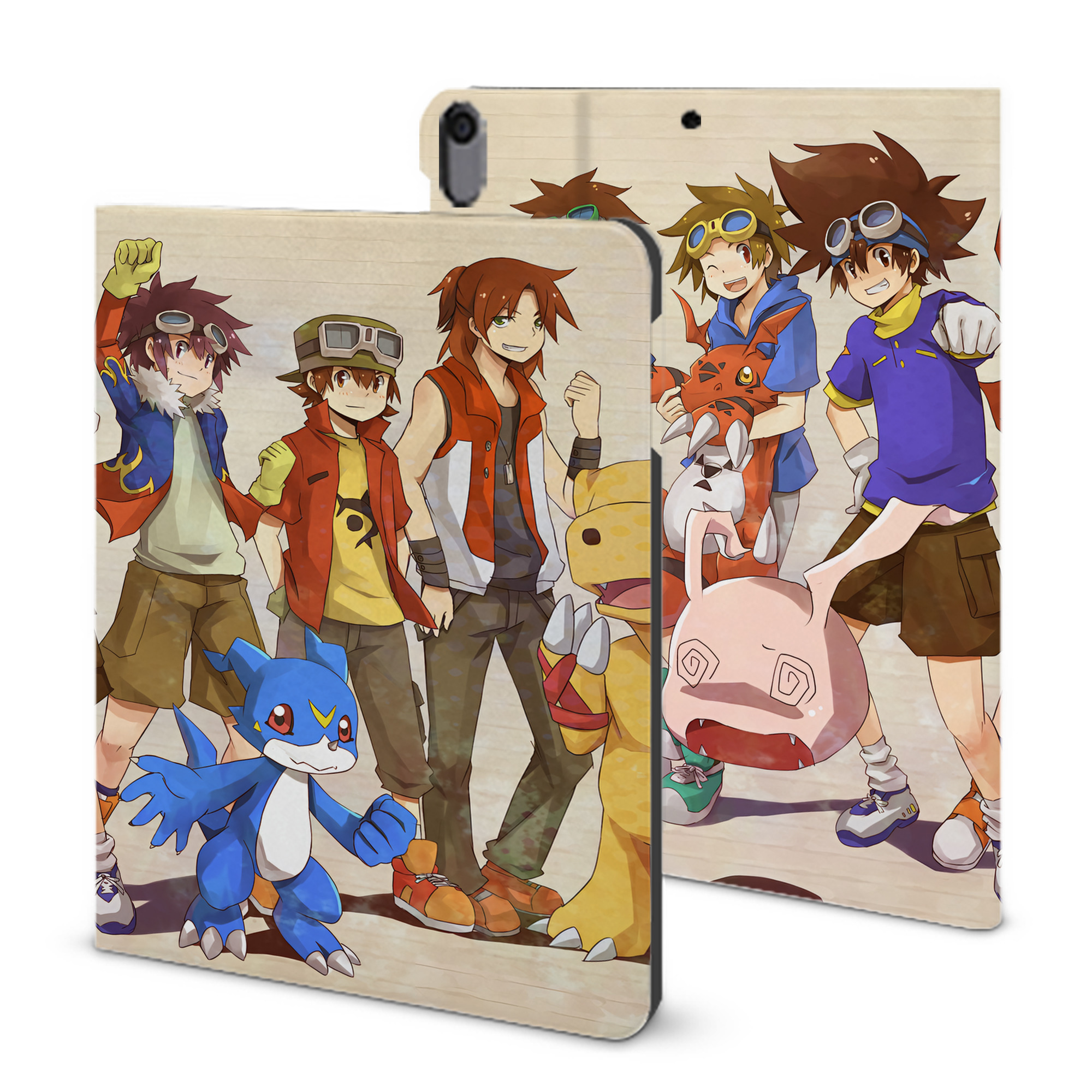 （画像用） Digimon デジタルモンスター/デジモン IPad ケース ブック型 PUレザー TPU 耐衝撃 軽量 薄型 ペン収納なし 全面保護 IPad 各モデル対応